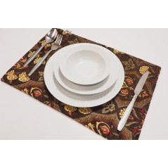 PlaceMat, Table Linens 12x18,Brown Carnation Pattern Turkish Fabric Table Mat,Table Decoration,Living,Kitchen Dining Decoration