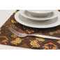 PlaceMat, Table Linens 12x18,Brown Carnation Pattern Turkish Fabric Table Mat,Table Decoration,Living,Kitchen Dining Decoration