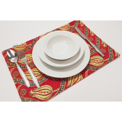 Place Mats, Table Linens 12x18, Red Water Line Tulip Pattern Turkish Fabric Table Mat, Table Decoration, Living, Kitchen Dining