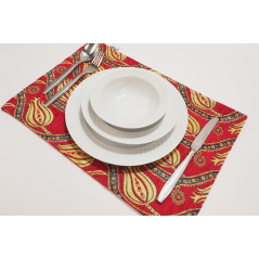 Place Mats, Table Linens 12x18, Red Water Line Tulip Pattern Turkish Fabric Table Mat, Table Decoration, Living, Kitchen Dining