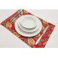 Place Mats, Table Linens 12x18, Red Water Line Tulip Pattern Turkish Fabric Table Mat, Table Decoration, Living, Kitchen Dining