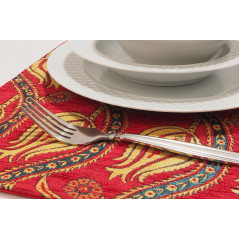 Place Mats, Table Linens 12x18, Red Water Line Tulip Pattern Turkish Fabric Table Mat, Table Decoration, Living, Kitchen Dining