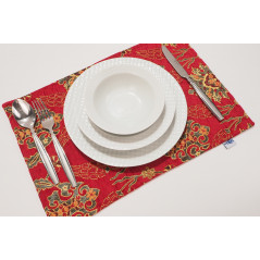 Place Mat,Table Linens 12x18,Red Topkapi Palace Tulip Pattern Turkish Fabric Table Mat, Table Decoration, Living Kitchen Dining