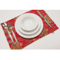 Place Mat,Table Linens 12x18,Red Topkapi Palace Tulip Pattern Turkish Fabric Table Mat, Table Decoration, Living Kitchen Dining