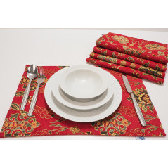 Place Mat,Table Linens 12x18,Red Topkapi Palace Tulip Pattern Turkish Fabric Table Mat, Table Decoration, Living Kitchen Dining