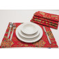 Place Mat,Table Linens 12x18,Red Topkapi Palace Tulip Pattern Turkish Fabric Table Mat, Table Decoration, Living Kitchen Dining