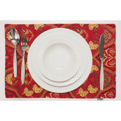 PlaceMat, Table Linens 12x18, Red Carnation Pattern Turkish Fabric Table Mat,Table Decoration, Living,Kitchen Dining Decoration