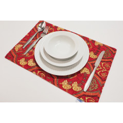 PlaceMat, Table Linens 12x18, Red Carnation Pattern Turkish Fabric Table Mat,Table Decoration, Living,Kitchen Dining Decoration