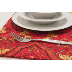 PlaceMat, Table Linens 12x18, Red Carnation Pattern Turkish Fabric Table Mat,Table Decoration, Living,Kitchen Dining Decoration