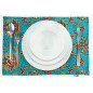 PlaceMats,Table Linens 12x18, Turquoise Blue Topkapi Palace Tulip Pattern Turkish Fabric Table Mat, Table Decoration for Dining