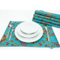 PlaceMats,Table Linens 12x18, Turquoise Blue Topkapi Palace Tulip Pattern Turkish Fabric Table Mat, Table Decoration for Dining