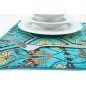 PlaceMat,Table Linens 12x18, Turquoise Blue Carnation Pattern Turkish Fabric Table Mat, Table Decoration, Living,Kitchen Dining