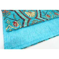 PlaceMat,Table Linens 12x18, Turquoise Blue Carnation Pattern Turkish Fabric Table Mat, Table Decoration, Living,Kitchen Dining