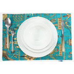 PlaceMats,Table Linens 12x18,Turquoise Blue Turkish Dream Pattern Turkish Fabric Table Mat,Boho Placemats,Table Decoration,Home