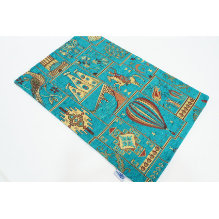 PlaceMats,Table Linens 12x18,Turquoise Blue Turkish Dream Pattern Turkish Fabric Table Mat,Boho Placemats,Table Decoration,Home