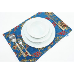 Place Mats,Table Linens 12x18, Navy Blue Topkapi Palace Tulip Pattern Turkish Fabric Table Mat, Table Decoration,Kitchen Dining