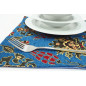 Place Mats,Table Linens 12x18, Navy Blue Topkapi Palace Tulip Pattern Turkish Fabric Table Mat, Table Decoration,Kitchen Dining