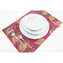 Place Mats, Table Linens 12x18, Mazenda Pink Water Line Tulip Pattern Turkish Fabric Table Mat, Table Decoration,Living, Dining