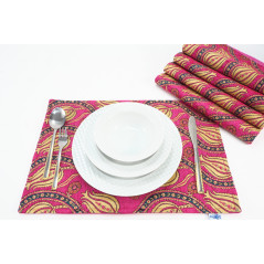 Place Mats, Table Linens 12x18, Mazenda Pink Water Line Tulip Pattern Turkish Fabric Table Mat, Table Decoration,Living, Dining