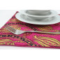 Place Mats, Table Linens 12x18, Mazenda Pink Water Line Tulip Pattern Turkish Fabric Table Mat, Table Decoration,Living, Dining