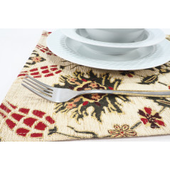 Place Mat,Table Linens 12x18,Beige Topkapi Palace Tulip Pattern Turkish Fabric Table Mat,Table Decoration,Living Kitchen Dining