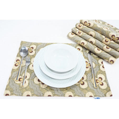 Place Mat,Table Linens 12x18,Beige Tiger Eyes Pattern Turkish Fabric Table Mat,Table Decoration,Dining Placemat, Kitchen Dining