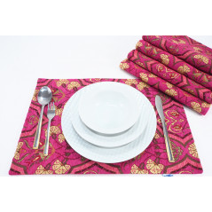 PlaceMat,Table Linens 12x18,Mazenda Pink Carnation Pattern Turkish Fabric Table Mat,Table Decoration,Home Living,Kitchen Dining