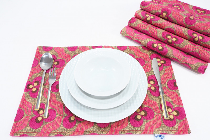 Place Mat,Table Linens 12x18,Mazenda Pink Tiger Eyes Pattern Turkish Fabric Table Mat,Table Decoration,Dining Placemat,Placemat