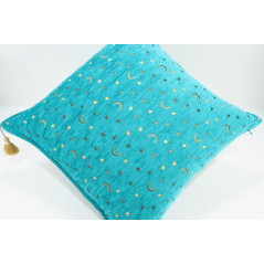 Fabric Pillow,Fabric Pillow 24x24,Turquoise Blue Arabian Night Pattern Turkish Jacquard Fabric Pillow Cover,Throw Lumbar Pillow