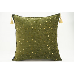 Fabric Pillow,Fabric Pillow 24x24,Moss Green Arabian Night Pattern Turkish Jacquard Fabric Pillow Cover,Throw And Lumbar Pillow