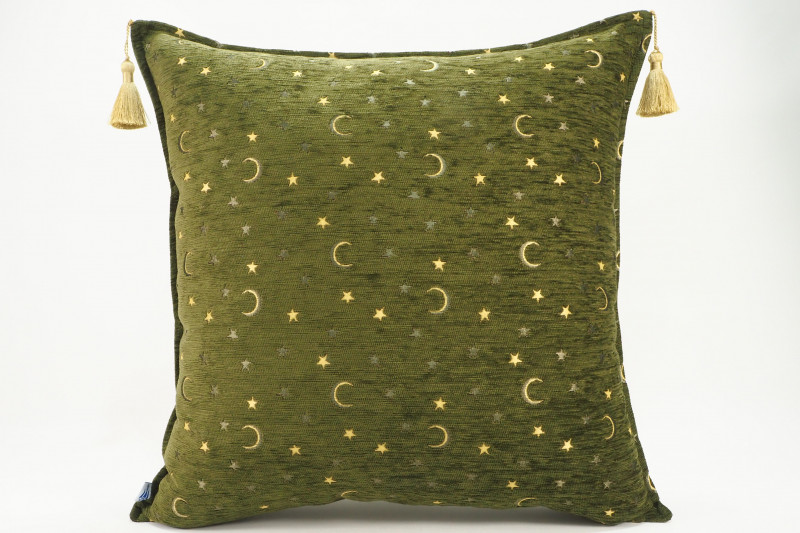 Fabric Pillow,Fabric Pillow 24x24,Moss Green Arabian Night Pattern Turkish Jacquard Fabric Pillow Cover,Throw And Lumbar Pillow