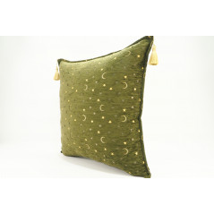 Fabric Pillow,Fabric Pillow 24x24,Moss Green Arabian Night Pattern Turkish Jacquard Fabric Pillow Cover,Throw And Lumbar Pillow