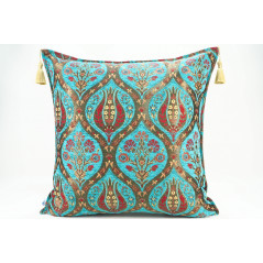 Fabric Pillow, Fabric Pillow 24x24,Turquoise Blue Morocco Pattern Turkish Jacquard Fabric Pillow,Decorative Throw Lumbar Pillow