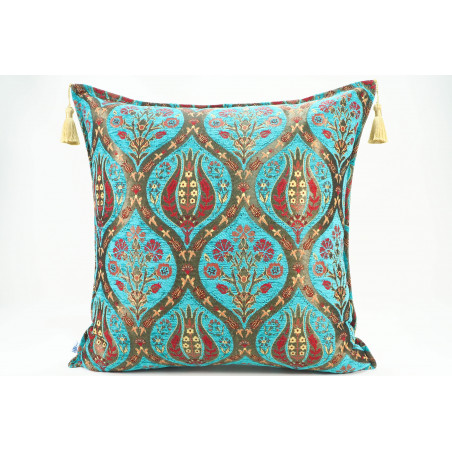 Fabric Pillow, Fabric Pillow 24x24,Turquoise Blue Morocco Pattern Turkish Jacquard Fabric Pillow,Decorative Throw Lumbar Pillow