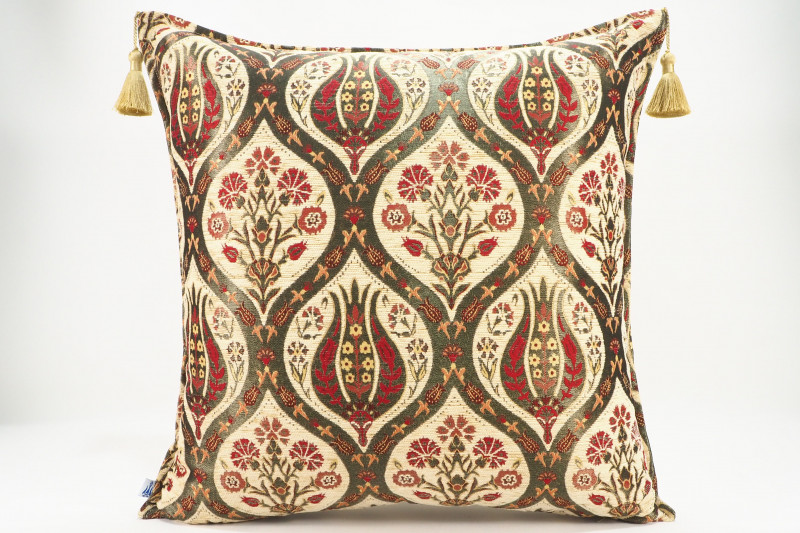 Fabric Pillow, Fabric Pillow 24x24, Beige Morocco Pattern Turkish Jacquard Fabric Pillow Covers, Decorative Throw Lumbar Pillow