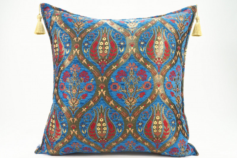 Fabric Pillow,Fabric Pillow 24x24,Navy Blue Morocco Pattern Turkish Jacquard Fabric Pillow Cover,Decorative Throw Lumbar Pillow