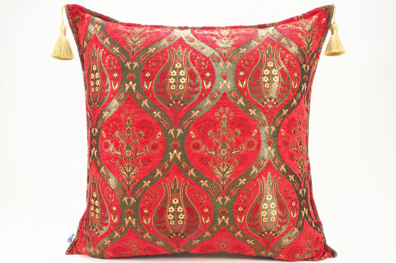 Fabric Pillow,Fabric Pillow 24x24,Red Morocco Pattern Turkish Jacquard Fabric Pillow Covers,Decorative Throw Lumbar Pillow Case