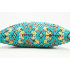 Fabric Pillow,Fabric Pillow 24x24,Turquoise Blue Carnation Pattern Turkish Jacquard Fabric Pillow,Decorative Throw Lumbar Pillow