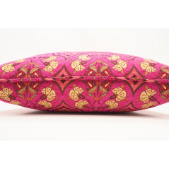 Fabric Pillow,Fabric Pillow 24x24,Mazenda Pink Carnation Pattern Turkish Jacquard Fabric Pillow, Decorative Throw Lumbar Pillow