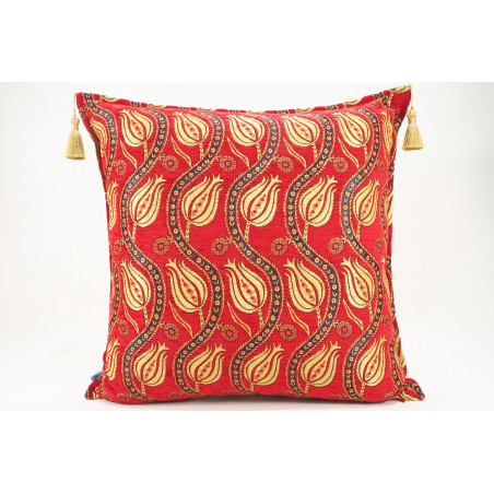 Fabric Pillow,Fabric Pillow 24x24, Red Water Line Tulip Pattern Turkish Jacquard Fabric Pillow Cover, Throw Pillow,Lumbar Pillow