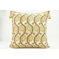 Fabric Pillow,Fabric Pillow 24x24,Beige Water Line Tulip Pattern Turkish Jacquard Fabric Pillow Cover,Throw Pillow,Lumbar Pillow