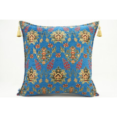 Fabric Pillow,Fabric Pillow 24x24,Navy Blue Topkapi Palace Tulip Pattern Turkish Jacquard Fabric Pillow Cover,Throw Pillow Case