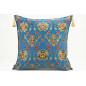 Fabric Pillow,Fabric Pillow 24x24,Navy Blue Topkapi Palace Tulip Pattern Turkish Jacquard Fabric Pillow Cover,Throw Pillow Case