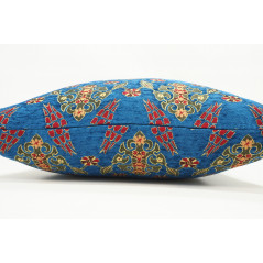 Fabric Pillow,Fabric Pillow 24x24,Navy Blue Topkapi Palace Tulip Pattern Turkish Jacquard Fabric Pillow Cover,Throw Pillow Case