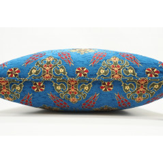 Fabric Pillow,Fabric Pillow 24x24,Navy Blue Topkapi Palace Tulip Pattern Turkish Jacquard Fabric Pillow Cover,Throw Pillow Case