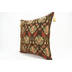 Fabric Pillow,Fabric Pillow 24x24,Brown Topkapi Palace Tulip Pattern Turkish Jacquard Fabric Pillow Case,Throw and Lumbar Pillow