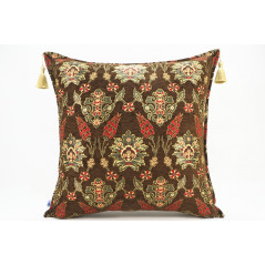 Fabric Pillow,Fabric Pillow 24x24,Brown Topkapi Palace Tulip Pattern Turkish Jacquard Fabric Pillow Case,Throw and Lumbar Pillow