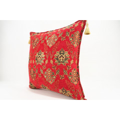 Fabric Pillow,Fabric Pillow 24x24, Red Topkapi Palace Tulip Pattern Turkish Jacquard Fabric Pillow Case, Throw and Lumbar Pillow