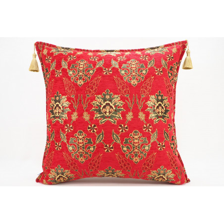 Fabric Pillow,Fabric Pillow 24x24, Red Topkapi Palace Tulip Pattern Turkish Jacquard Fabric Pillow Case, Throw and Lumbar Pillow