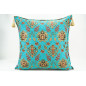 Fabric Pillow,Fabric Pillow 24x24,Turquoise Blue Topkapi Palace Tulip Pattern Turkish Jacquard Fabric Pillow Case, Throw Pillow